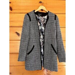 Womens Black White Cynthia Rowley Jacket Blazer Size XS